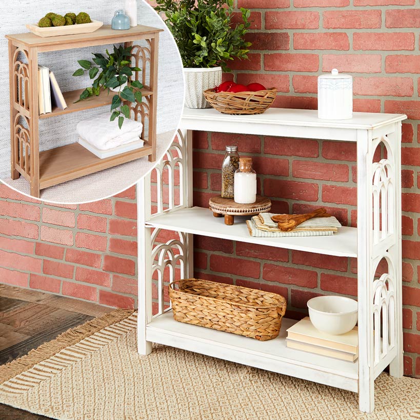 Wooden Console Table with Arched Side Accent - 2-Tier - 30"H