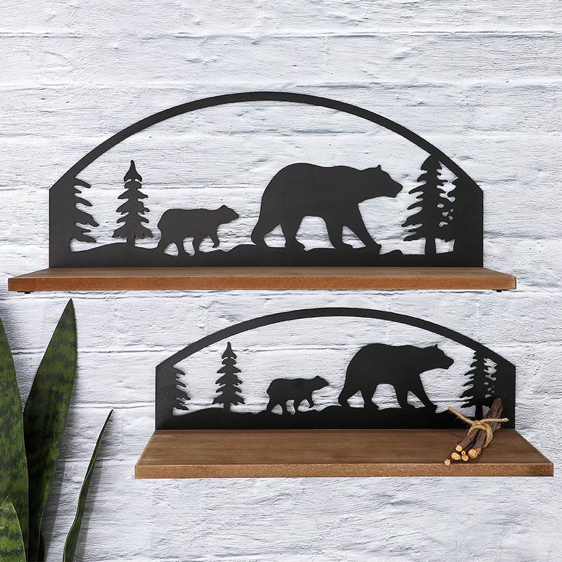 Rustic Cabin Lodge Style Wall Shelves Set of 2