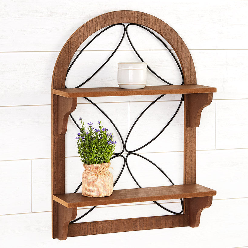Decorative Wood-Like Console Table or Matching Shelf with Metal Scroll