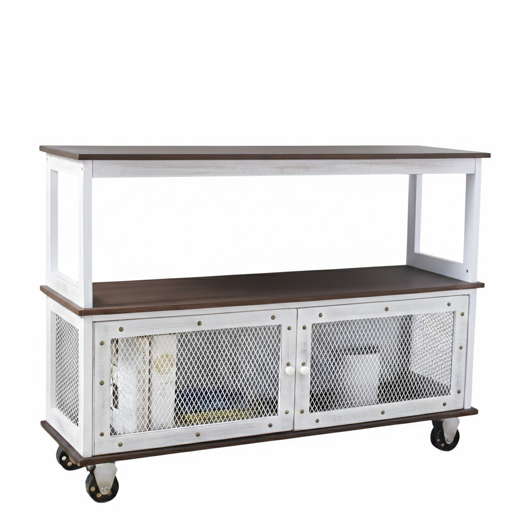 Industrial Rolling Buffet Serving Cart - Kitchen or Bar
