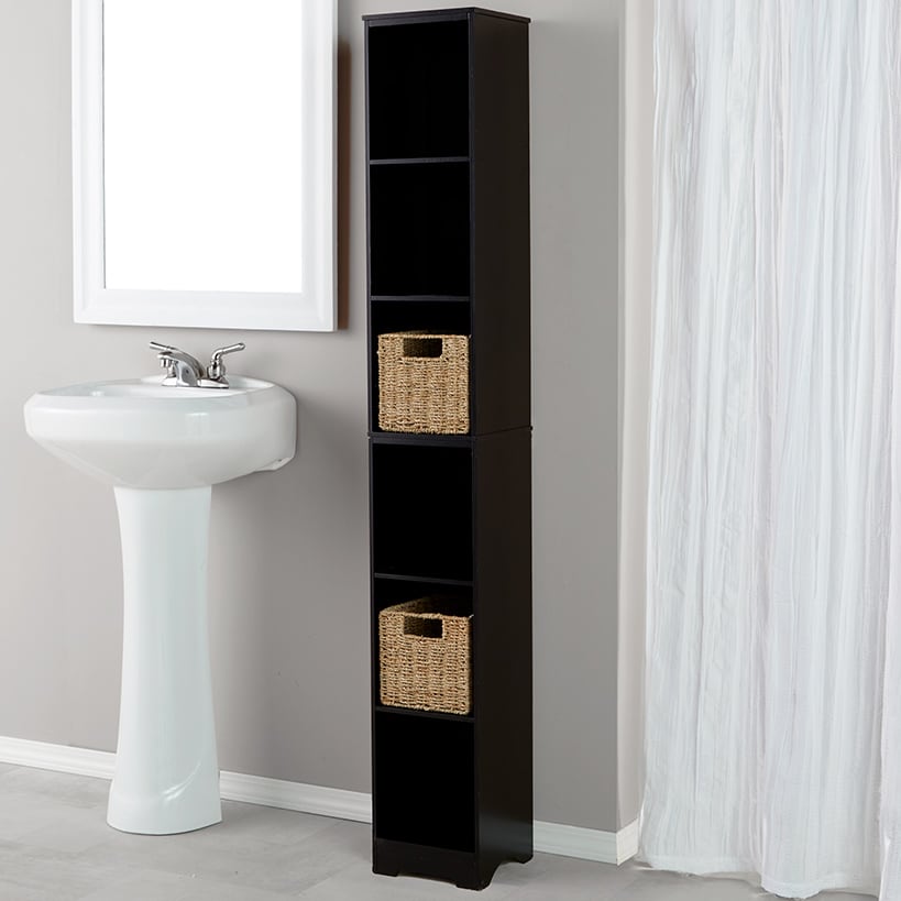 Narrow Storage Tower with 6 Shelves or Set of 2 Wicker Baskets