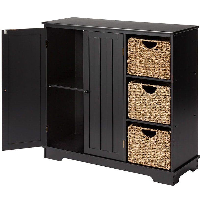 Beadboard Wooden Storage Cabinet for Kitchen or Entryway