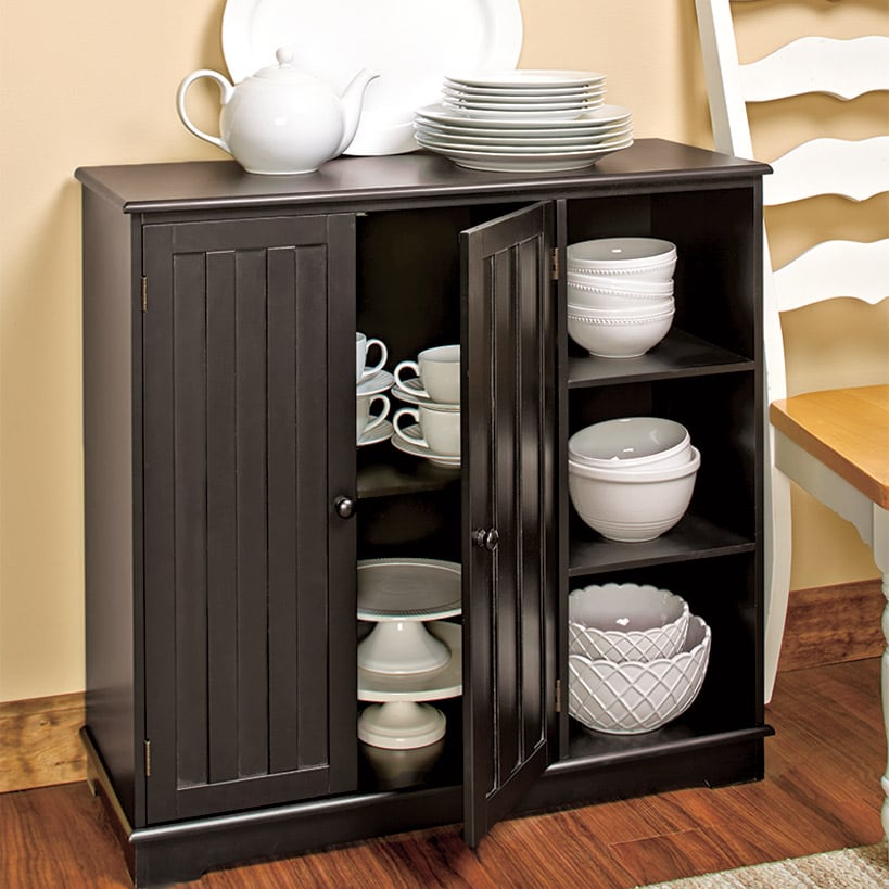 Beadboard Wooden Storage Cabinet for Kitchen or Entryway