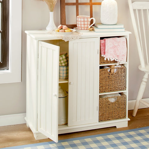 Beadboard Wooden Storage Cabinet for Kitchen or Entryway
