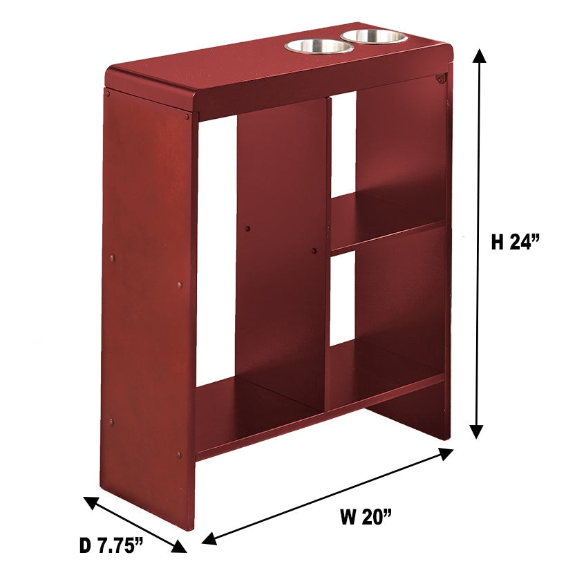 Side End Table with Drink Holders, Storage Shelves, Magazine Holder