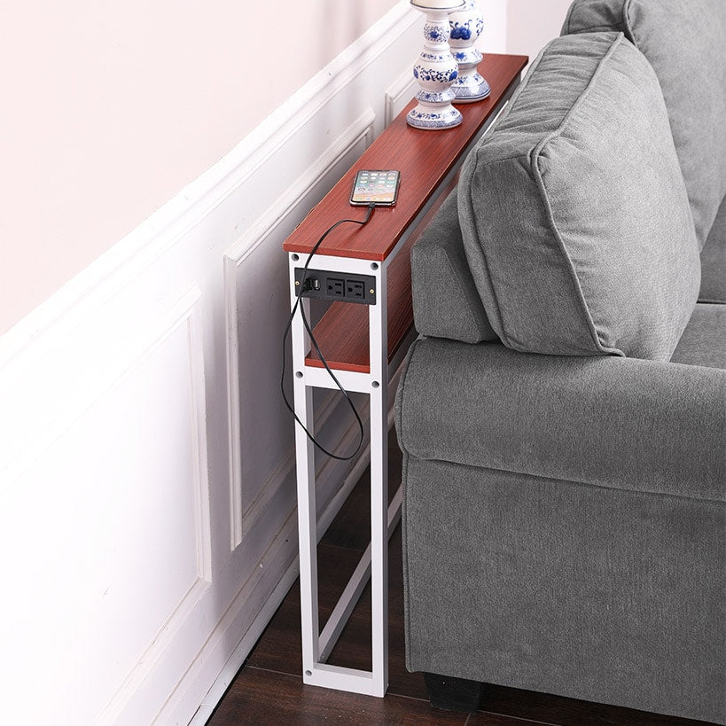 Behind-the-Sofa Long and Narrow Console Table with USB Port and Outlet