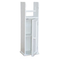 Bathroom Storage Unit with Cupboard and Toilet Paper Dispenser