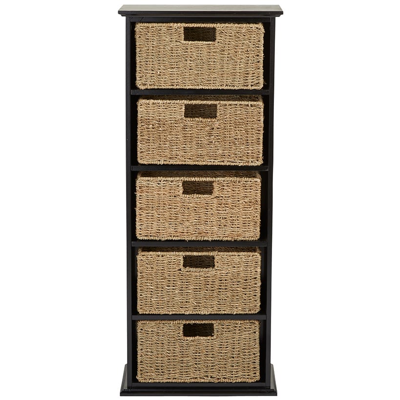 Wooden Shelving Unit with Seagrass Drawers
