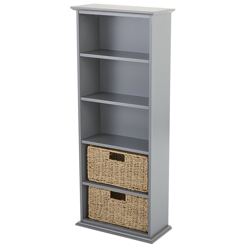 Wooden Shelving Unit with Seagrass Drawers