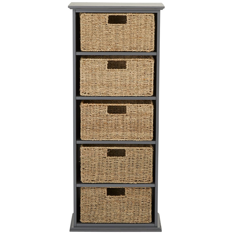 Wooden Shelving Unit with Seagrass Drawers