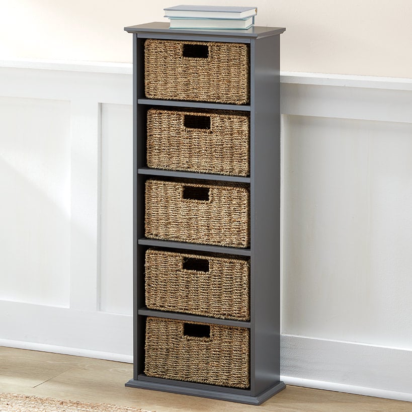 Wooden Shelving Unit with Seagrass Drawers
