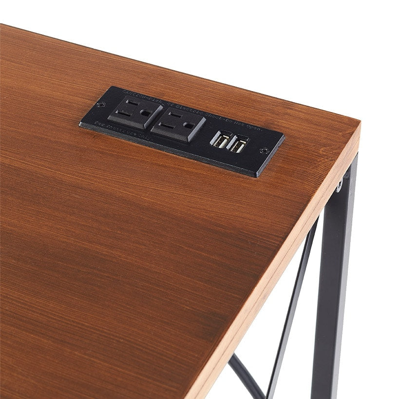 Industrial Desk with Outlet and USB Port