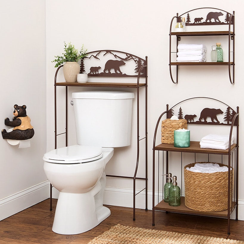 Rustic Lodge Bear Over-the-Toilet Space Saver
