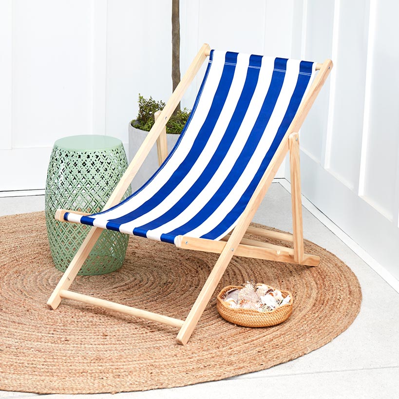 Foldable Patio Sling Lounge Chair with Stripes