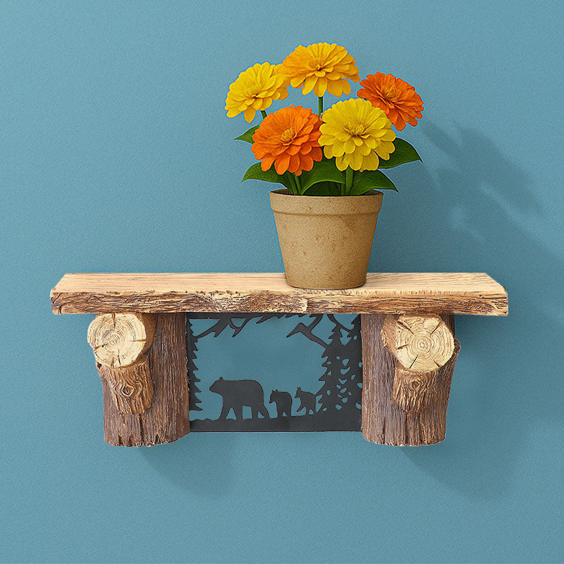 Rustic Lodge Style Floating Wall Shelf 15"