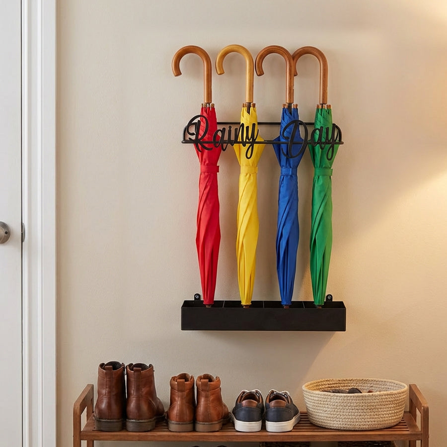 Entryway Wall-Mounted Umbrella Stand - 4 Slots