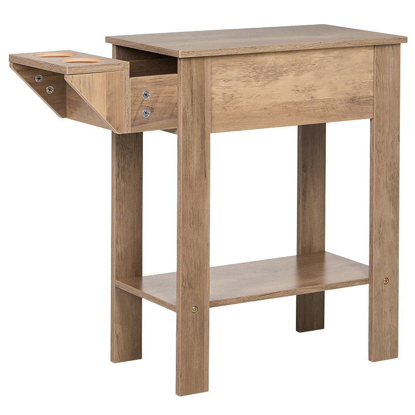 Small Space Side Table with Drink Holders 20”W x 11”D x 24” H