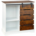Two Tone Slidling Door Storage Cabinet with Shelves 31.5"H